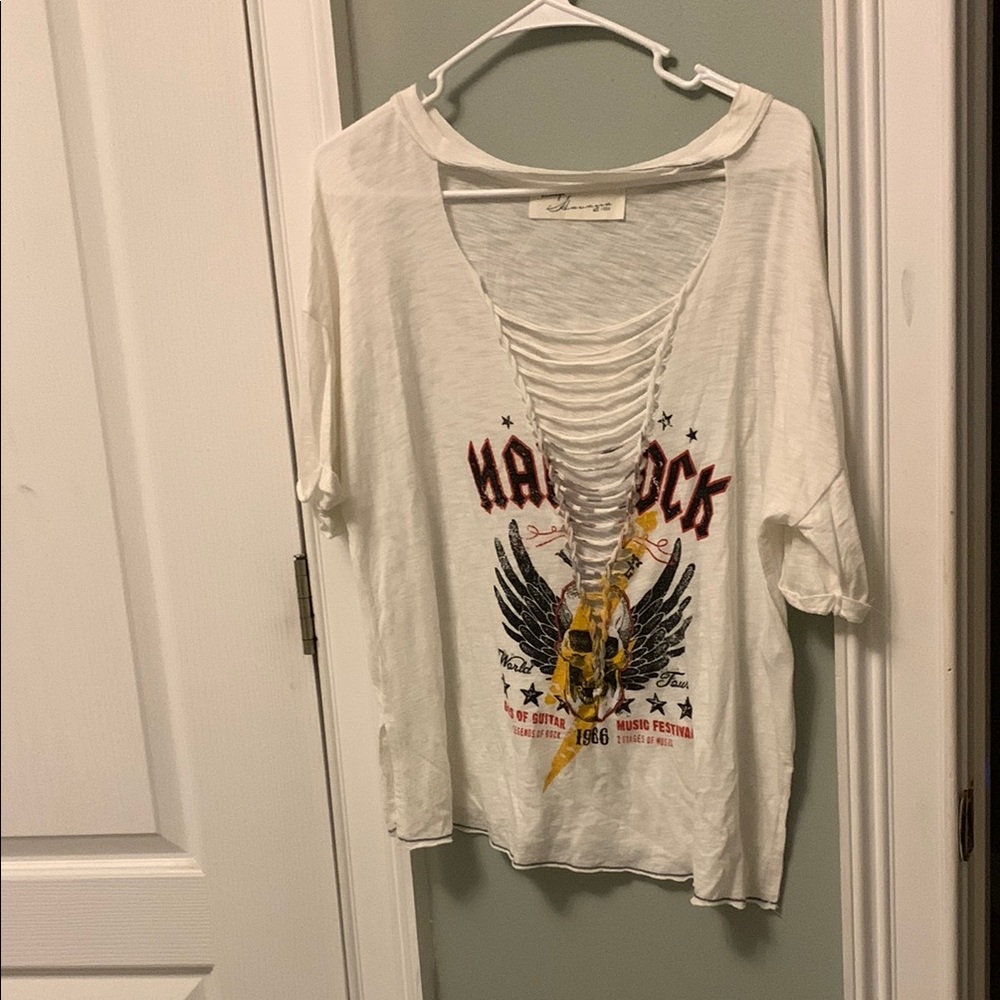 Vintage Havana White Slashed Hard Rock Graphic Tee